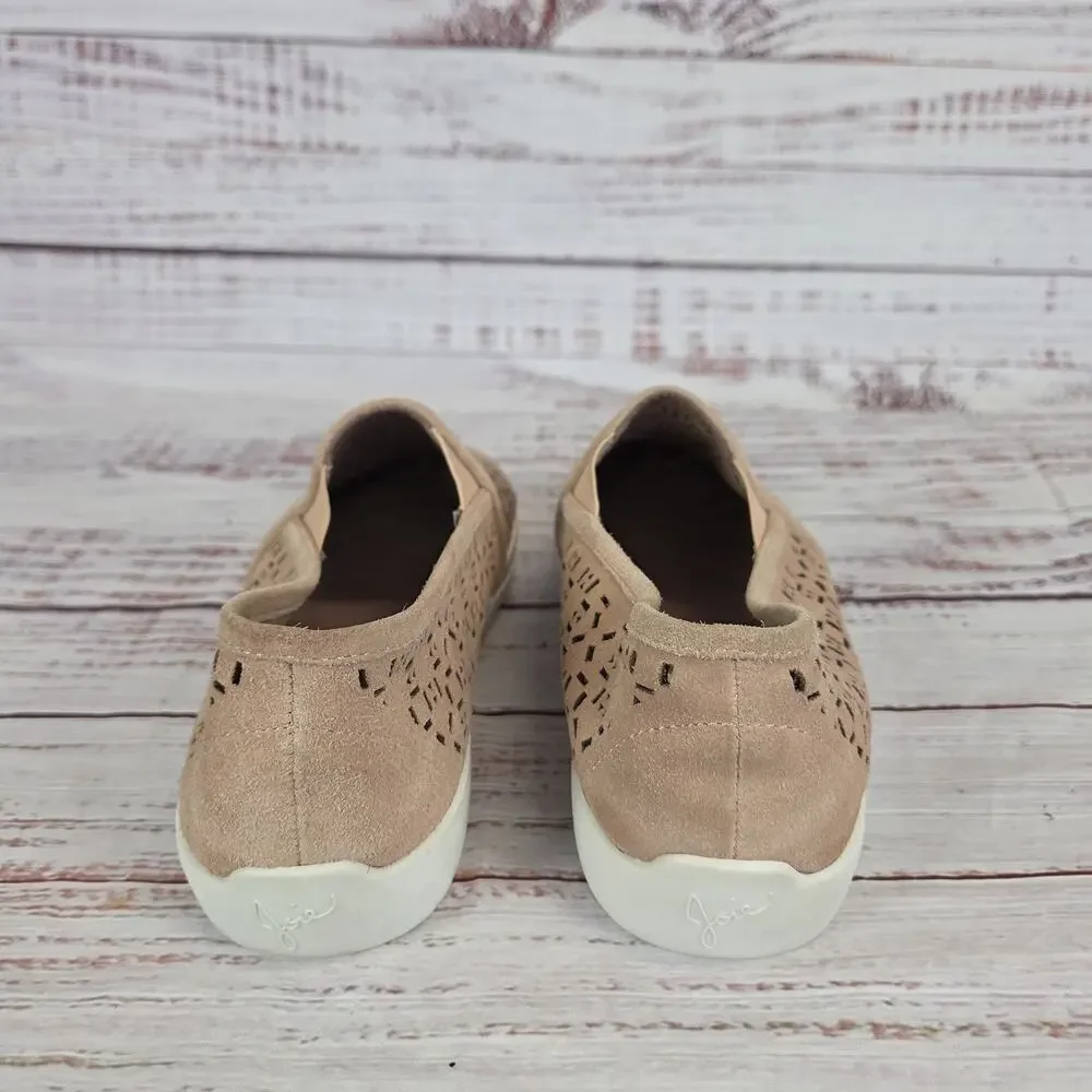 Joie Huxley Slip on Shoes Womens 40 Beige Perforated Suede Casual Neutral Basic